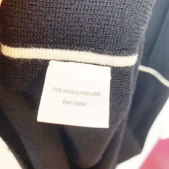 Worth 100% Wool Duster and Midi Dress Two Piece Set Women’s Black Cream Medium M - Picture 6 of 12